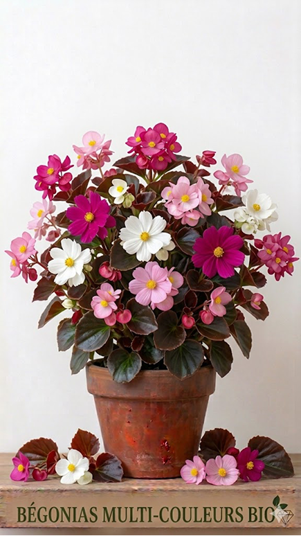 Image montrant un pot de fleurs avec à l'intérieur une fleur de Begonia