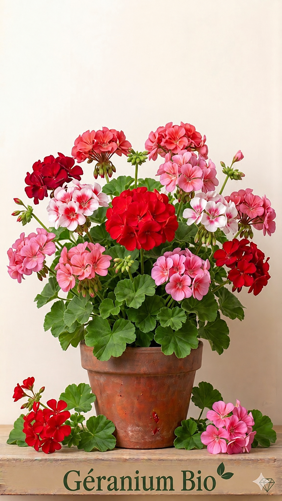 Image montrant un pot de fleurs avec à l'intérieur un géranium